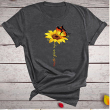 Load image into Gallery viewer, Aesthetic Cotton T Shirt Women Graphic Tees Shirt Sun Flower Butterfly T-shirt Never Give Up