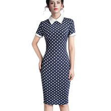 Load image into Gallery viewer, Women Turn-down Collar Fit Vintage Pencil Midi Dress