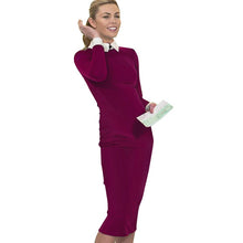 Load image into Gallery viewer, Women Turn-down Collar Fit Vintage Pencil Midi Dress