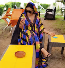 Load image into Gallery viewer, Women Striped Chiffon Dress With Hood Colorful African Fashion