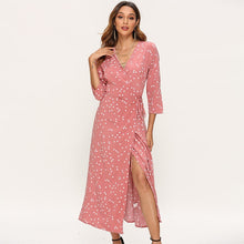 Load image into Gallery viewer, Sexy Polka Dot V Neck Split Party Dress