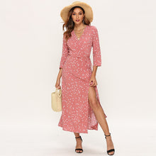 Load image into Gallery viewer, Sexy Polka Dot V Neck Split Party Dress