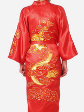 Load image into Gallery viewer, Gorgeous Chinese Men&#39;s Satin Silk Embroidery Kimono Bath Robe
