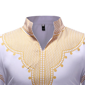 Print Embroidery Full Sleeve Tops Shirt for Man African Traditional