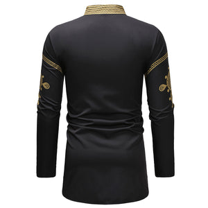 Print Embroidery Full Sleeve Tops Shirt for Man African Traditional