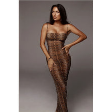 Load image into Gallery viewer, Sexy Leopard Print Snake Skin Backless Elegant See Through Evening Party Dresses