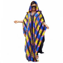 Load image into Gallery viewer, Women Striped Chiffon Dress With Hood Colorful African Fashion