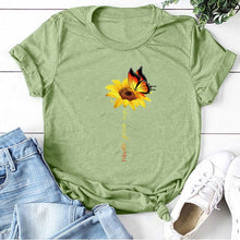 Load image into Gallery viewer, Aesthetic Cotton T Shirt Women Graphic Tees Shirt Sun Flower Butterfly T-shirt Never Give Up