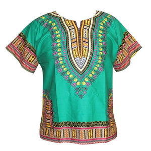 Unisex Cotton Dashiki Mens Women African T-Shirt Top Traditional Tribal Ethnic Succunct Hippie Top