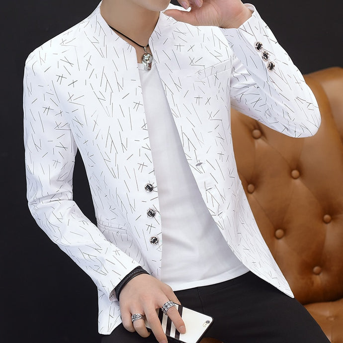 Men's Casual Collar Blazers Slim Print Blazers