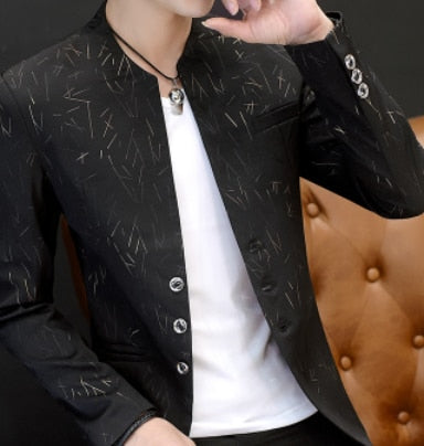Men's Casual Collar Blazers Slim Print Blazers