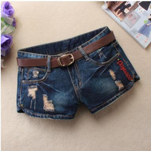 Autumn Denim Shorts For Women Sexy Mini Shorts Women'S Rivet Holes Jeans Low Waist Shorts Without Belt Ripped Denim Short J2305