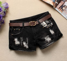 Load image into Gallery viewer, Autumn Denim Shorts For Women Sexy Mini Shorts Women&#39;S Rivet Holes Jeans Low Waist Shorts Without Belt Ripped Denim Short J2305