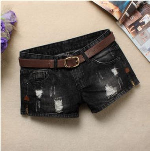 Autumn Denim Shorts For Women Sexy Mini Shorts Women'S Rivet Holes Jeans Low Waist Shorts Without Belt Ripped Denim Short J2305