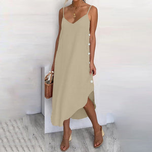 Straps Casual V neck Sleeveless Women Summer Dress