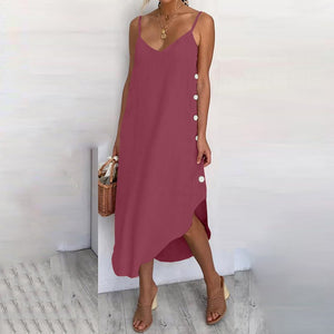 Straps Casual V neck Sleeveless Women Summer Dress