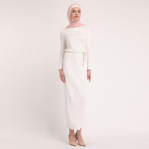 Muslim Plain Thick Bodycon Slim Dress Stretch Long Maxi Kaftan Women Pencil Robe Dress Islamic Dubai Arab Jilbab Sheath Dress