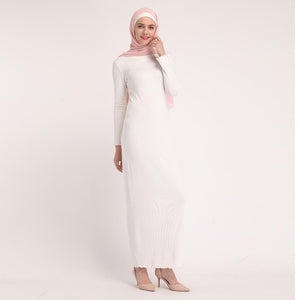 Muslim Plain Thick Bodycon Slim Dress Stretch Long Maxi Kaftan Women Pencil Robe Dress Islamic Dubai Arab Jilbab Sheath Dress