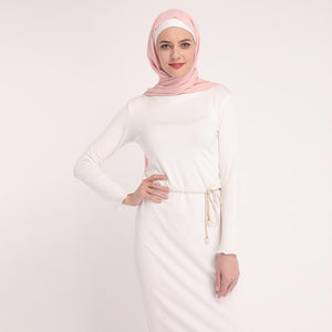 Muslim Plain Thick Bodycon Slim Dress Stretch Long Maxi Kaftan Women Pencil Robe Dress Islamic Dubai Arab Jilbab Sheath Dress