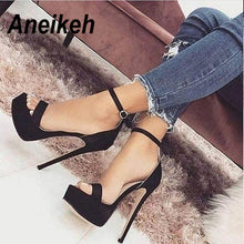 Load image into Gallery viewer, Aneikeh 2020 NEW 14.5CM Platform High Heels Sandals Summer Sexy Ankle Strap Open Toe Gladiator Party Dress Women Shoes Size 42