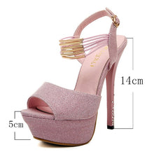 Load image into Gallery viewer, women&#39;s shoes high heels platform heel sandals sexy peep toes in heels