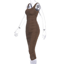 Load image into Gallery viewer, Simenual Ruched Solid Sexy Bodycon Party Dresses Women Fashion Sleeveless Skinny Clubwear Basic Hot Midi Dress 2020 Slim Female