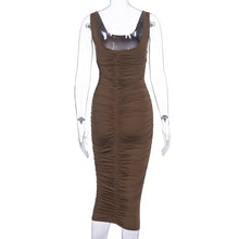 Load image into Gallery viewer, Simenual Ruched Solid Sexy Bodycon Party Dresses Women Fashion Sleeveless Skinny Clubwear Basic Hot Midi Dress 2020 Slim Female