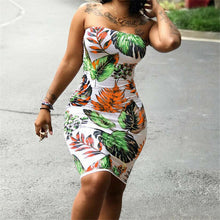 Load image into Gallery viewer, Women Summer Sleeveless Dresss New Floral Printed Strapless Bodycon Party Cocktail Mini Dress