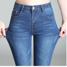 Load image into Gallery viewer, Women Spring Slim Wide Leg Ladies Denim Trousers Elastic High Waist Woman Jeans