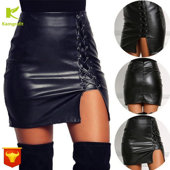 Women's skirt explosive belt under the open fork Leather skirt