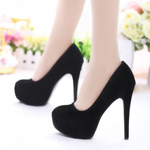 Load image into Gallery viewer, women&#39;s shoes high heels shoes flock platform Heeled shoes