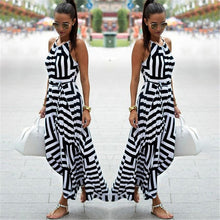 Load image into Gallery viewer, Striped Summer Maxi Long Sleeveless Women Beach Dress