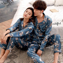 Load image into Gallery viewer, Unisex Silk Soft Long sleeve Sleepwear Sets for Men and Women Beautiful