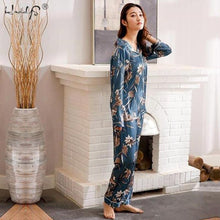 Load image into Gallery viewer, Unisex Silk Soft Long sleeve Sleepwear Sets for Men and Women Beautiful