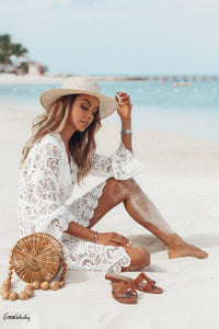 Bikini Cover Up Floral Lace Hollow Crochet Beachwear for women Beautiful