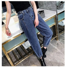 Load image into Gallery viewer, oversize high waist jeans elastic loose korean JEANS women boyfriend pants women plus size oversized jeans woman trousers 2019