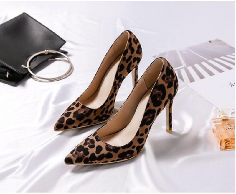 Hand Made Luxury Women High Heels 6-10CM Animal Print Pointed Toe  Shoe