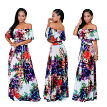 Load image into Gallery viewer, MC 7257 2020 Europen and American Women clothes Long Dress Plus Size Breast Size Off-shoulder Short-sleeve Printing Ground Dress