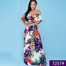 Load image into Gallery viewer, MC 7257 2020 Europen and American Women clothes Long Dress Plus Size Breast Size Off-shoulder Short-sleeve Printing Ground Dress