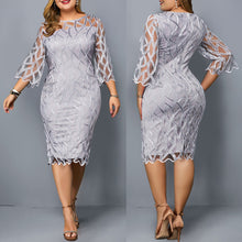 Load image into Gallery viewer, Women Transparent Sleeve Autumn Knee Length Party Women Dress