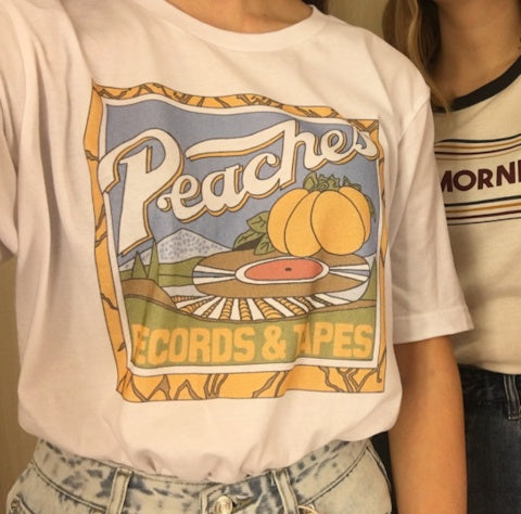Unisex Vintage Fashion Peaches Records Tapes T-Shirt Hipsters Grunge Style Graphic Tee