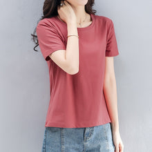 Load image into Gallery viewer, Womens Cotton T Shirts Half Sleeve Autumn O-Neck Striped Female T-Shirt Women Casual Basic Tops