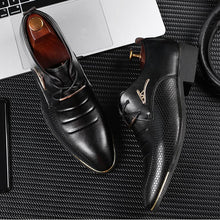 Load image into Gallery viewer, REETENE Men&#39;S Leather Formal Shoes Lace Up Dress Shoes Oxfords Fashion Retro Shoes Elegant Work Footwear Men Dress Shoes