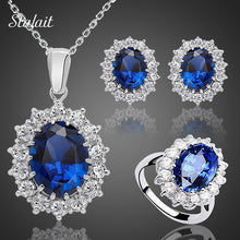 Load image into Gallery viewer, Blue Crystal Stone Wedding Jewelry Sets For Brides Silver Color Necklace Set For Women African Jewelry Sets &amp; More