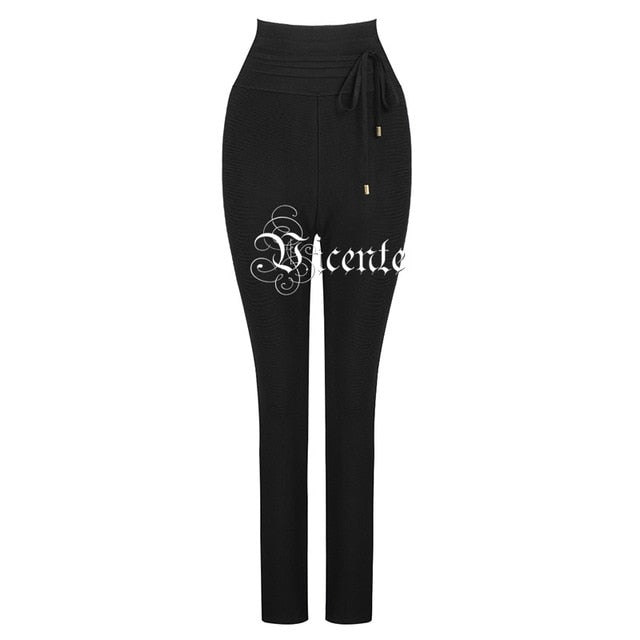 HOT 2020 Bandage Pant Fashion Celebrity Pant Lace Up High Waist Celebrity Party Leggings Bandage Pants