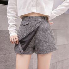 Load image into Gallery viewer, Irregular Woolen Plaid Shorts Skirts For Women 2019 Atumn Winter Office Short Women Plus Size Booty Shorts Feminino
