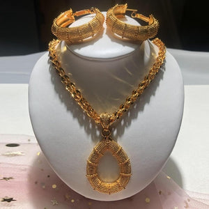 Jewelry Sets for Women Gold Color Ethiopian Pendant Necklaces Earrings Middle Eastern Arab African Wedding Jewelry