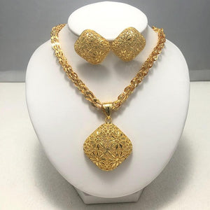 Jewelry Sets for Women Gold Color Ethiopian Pendant Necklaces Earrings Middle Eastern Arab African Wedding Jewelry