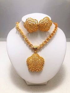 Jewelry Sets for Women Gold Color Ethiopian Pendant Necklaces Earrings Middle Eastern Arab African Wedding Jewelry