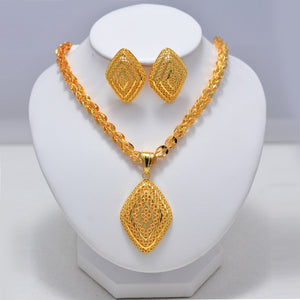 Jewelry Sets for Women Gold Color Ethiopian Pendant Necklaces Earrings Middle Eastern Arab African Wedding Jewelry